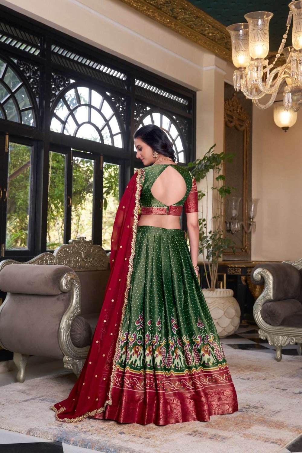 Womenline Green Color Silk that speaks tradition lehenga Choli