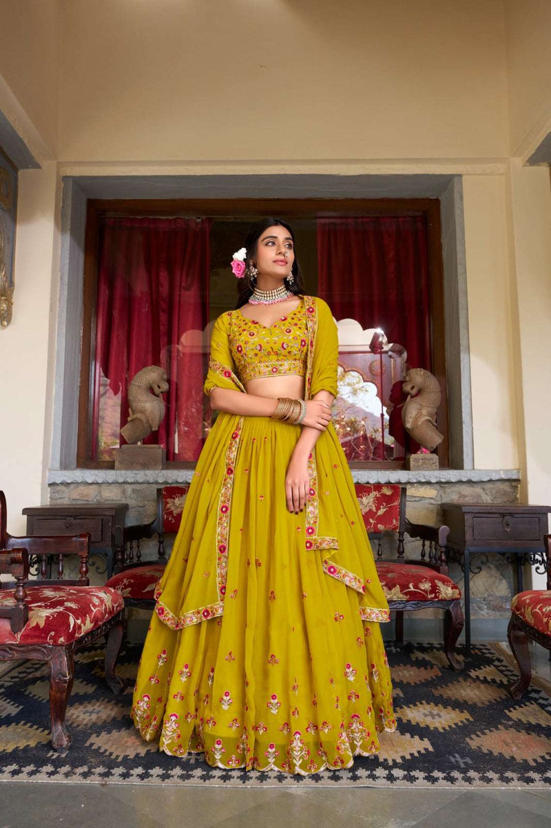 Womenline Yellow Color Stylish Lehenga Choli