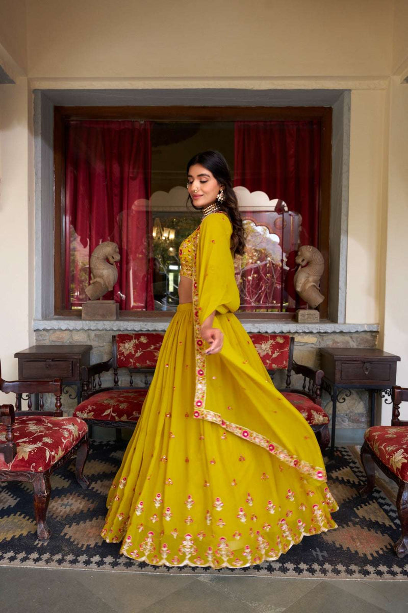 Womenline Yellow Color Stylish Lehenga Choli