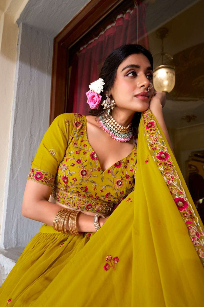 Womenline Yellow Color Stylish Lehenga Choli