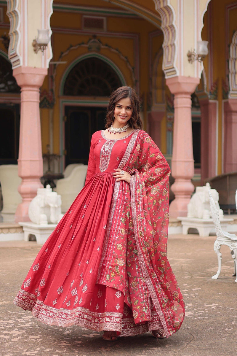 Womenline Red Color Designer Gown