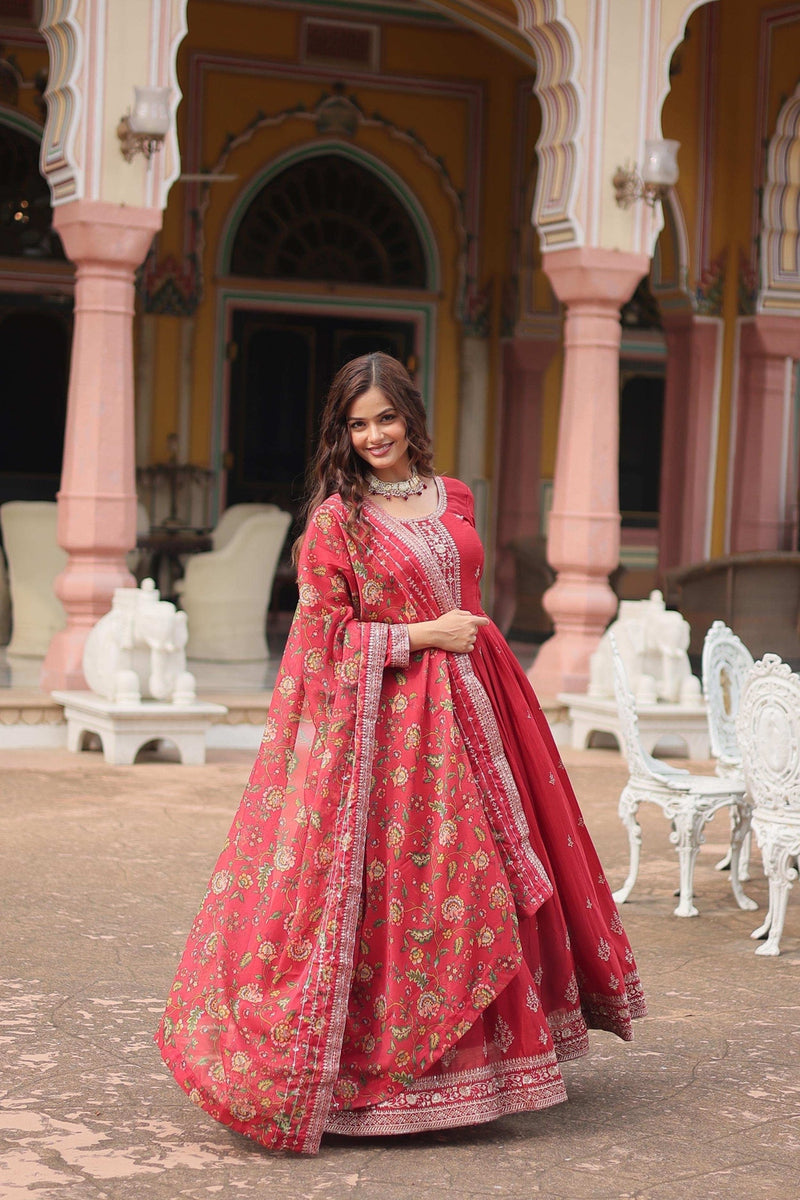 Womenline Red Color Designer Gown