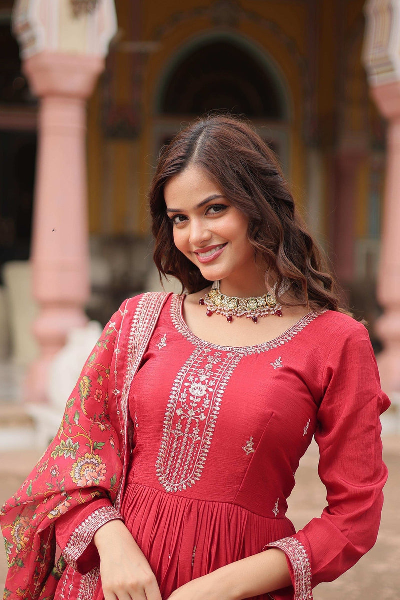 Womenline Red Color Designer Gown