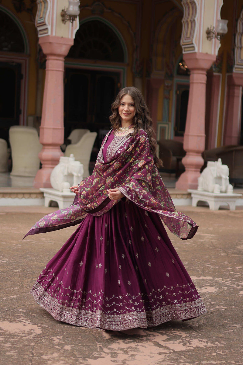 Womenline Wine Color Designer Gown
