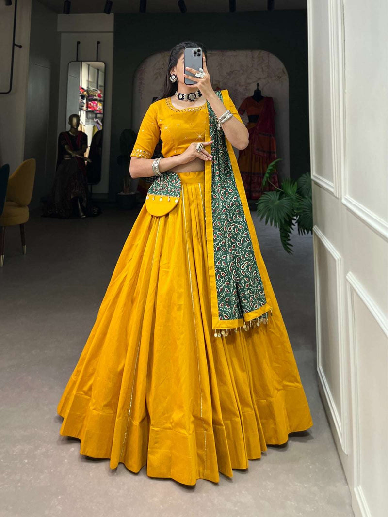 Womenline Yellow Color Navratri Lehenga Choli