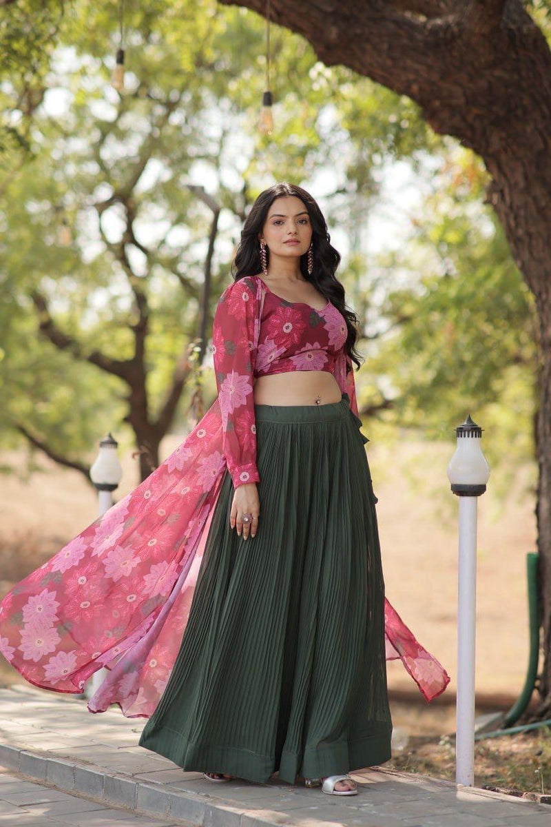 Womenline Stylish Green lehenga Choli