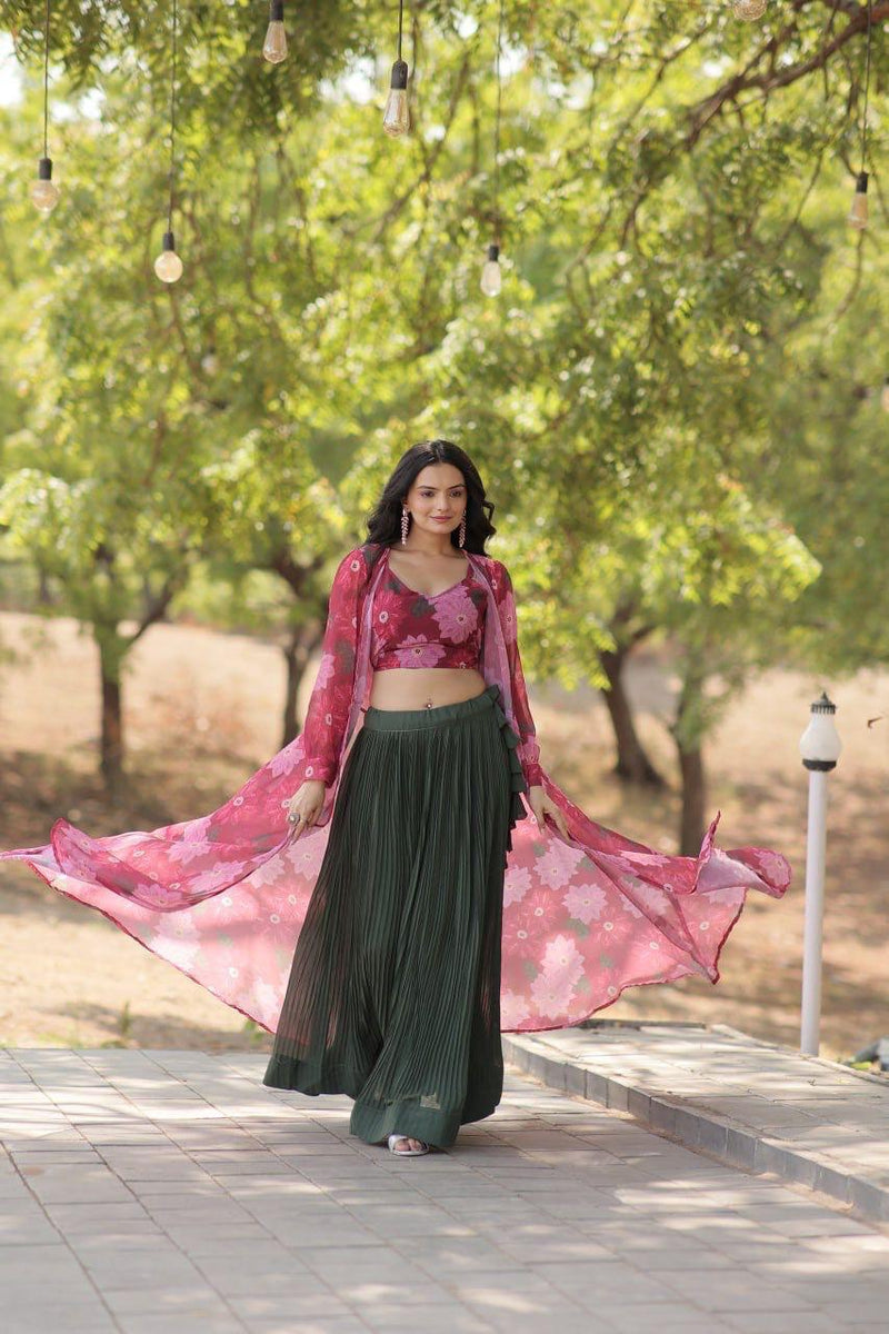 Womenline Stylish Green lehenga Choli