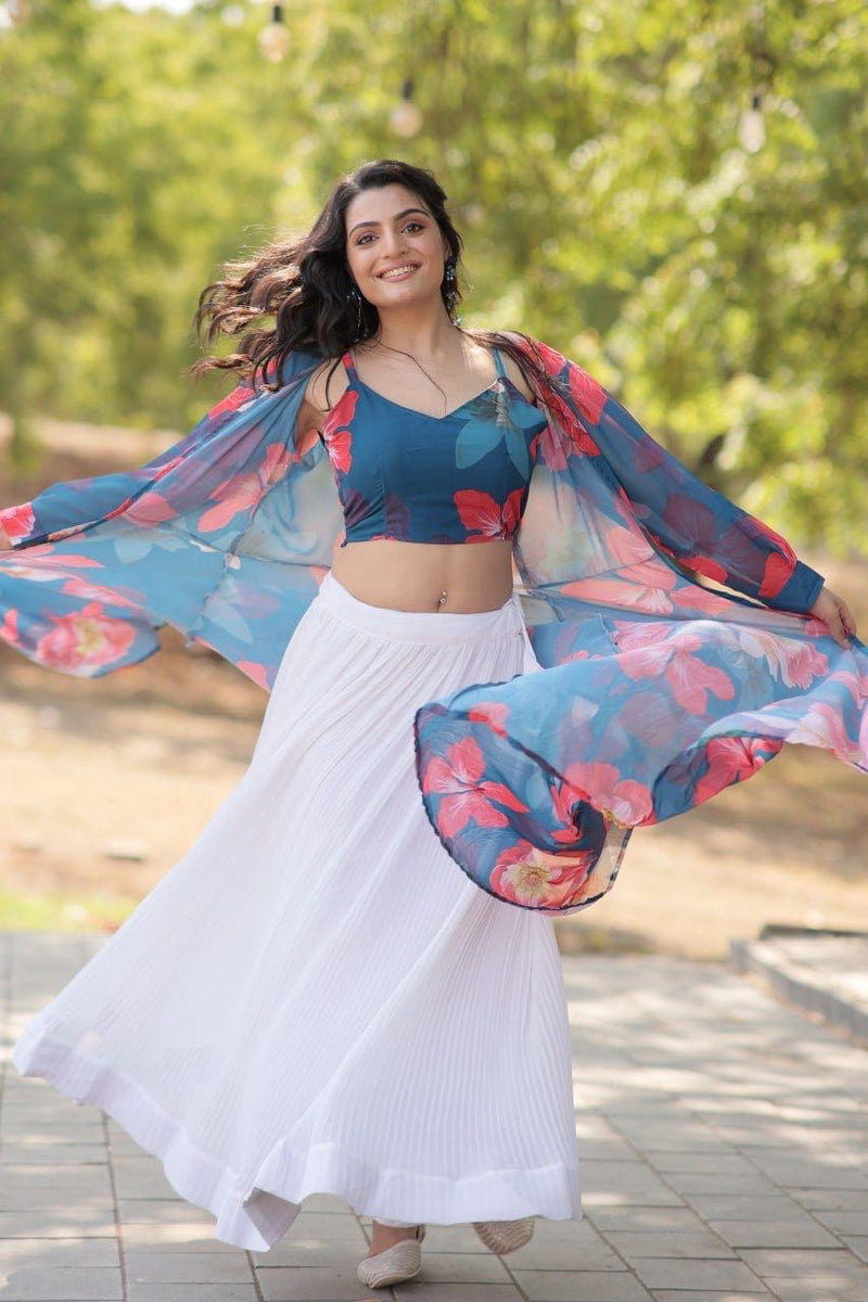 Womenline Stylish White Lehenga Choli