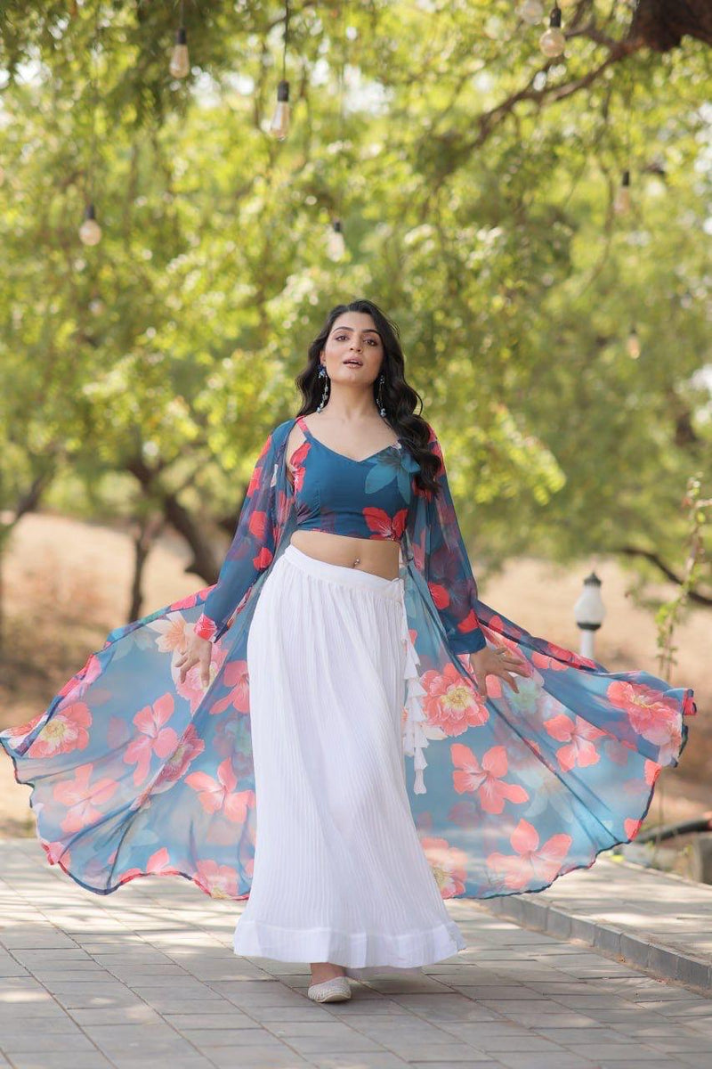 Womenline Stylish White Lehenga Choli