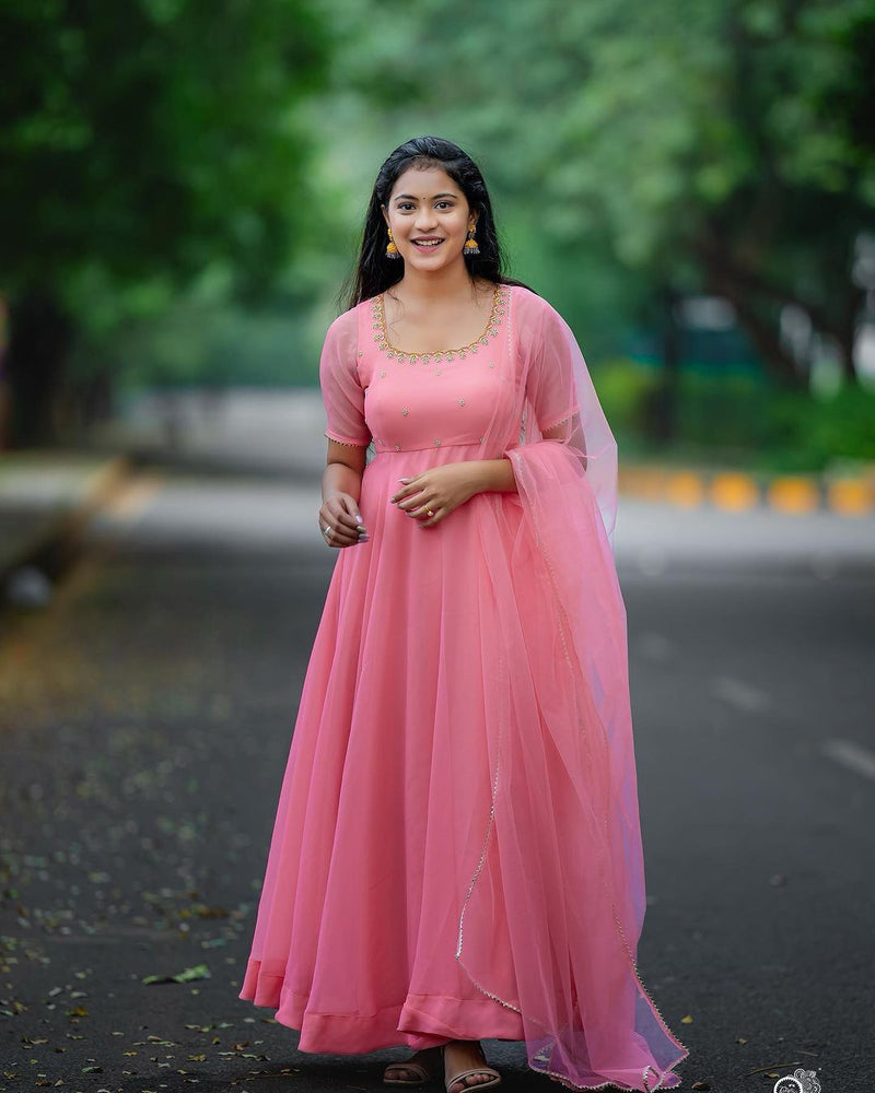Womenline pink color Blossom in style Anarkali
