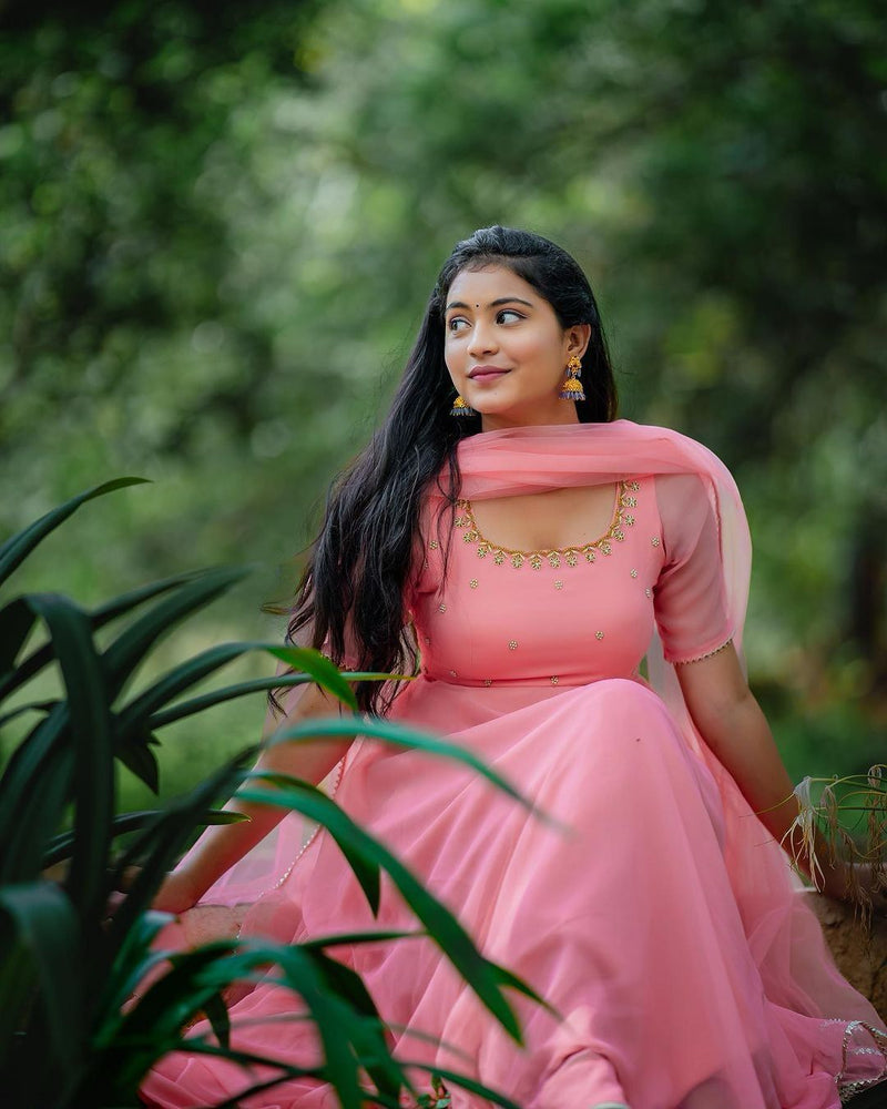 Womenline pink color Blossom in style Anarkali