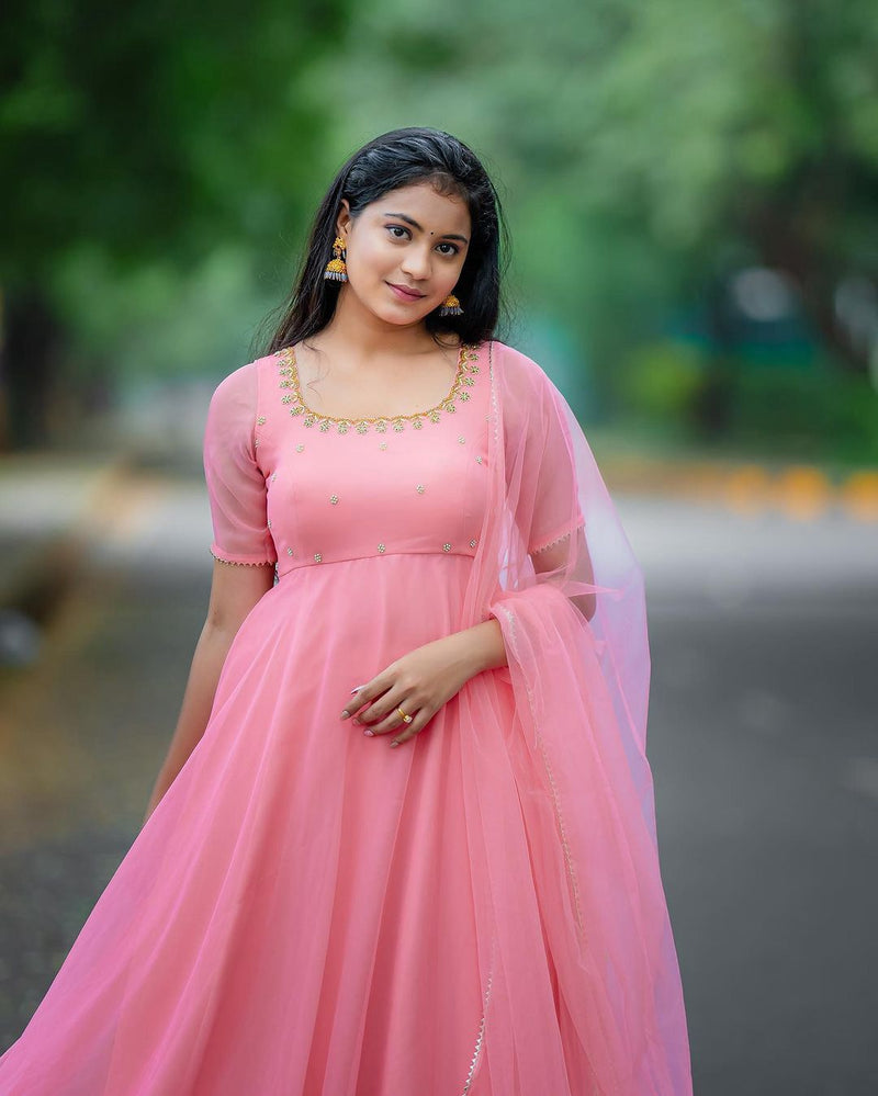 Womenline pink color Blossom in style Anarkali