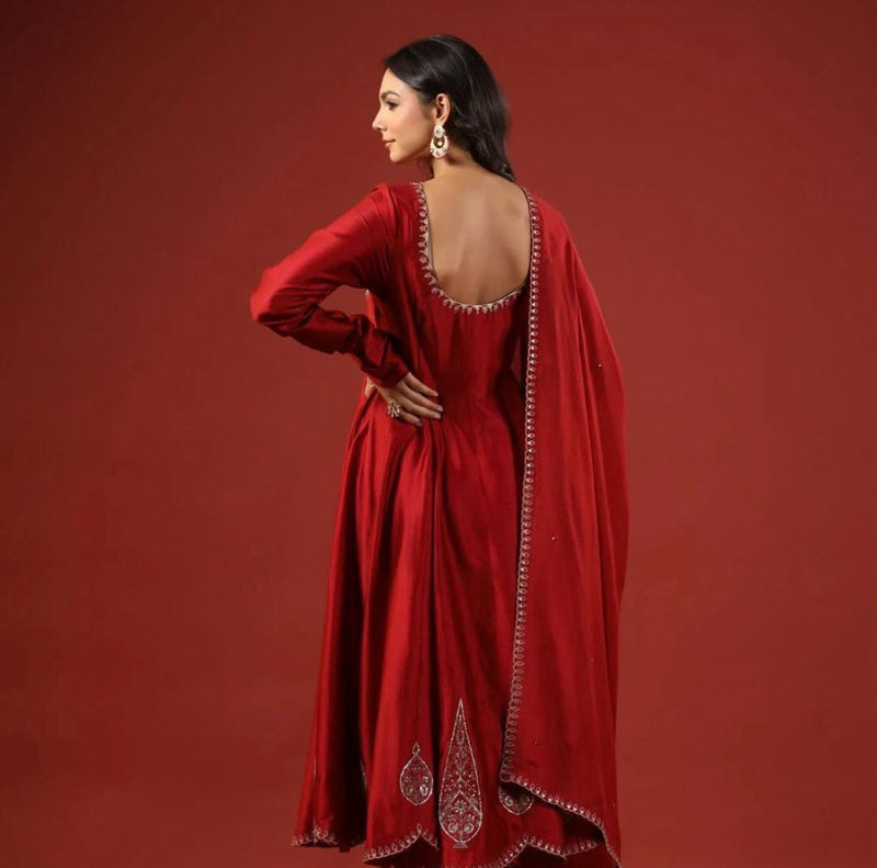 Womenline Red Color Anarkali