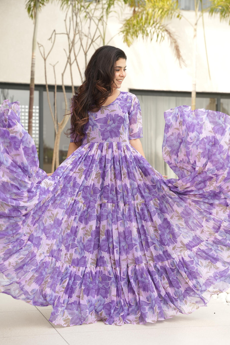 Womenline Purpal Color Fully Flair Gown