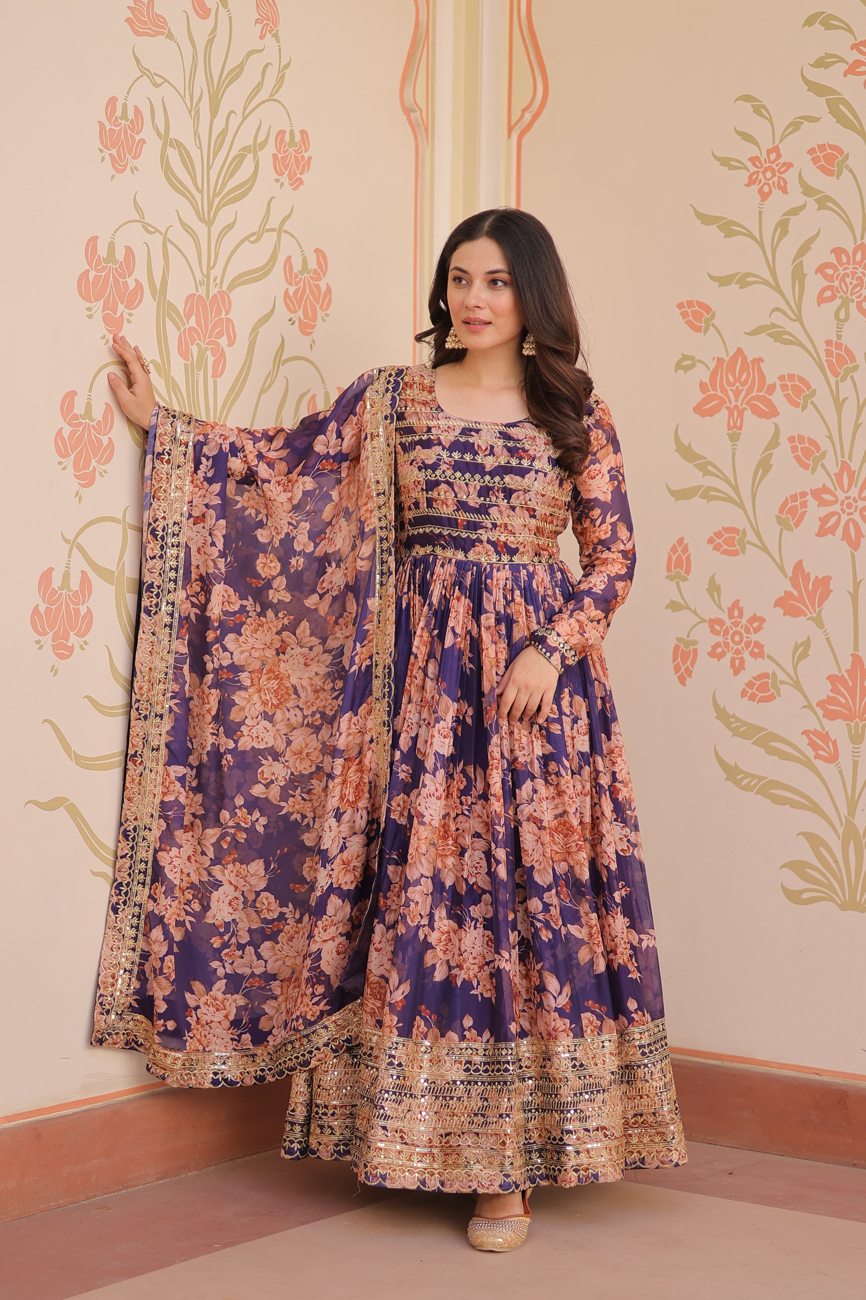 Womenline Readymade Gown-Dupatta Collection