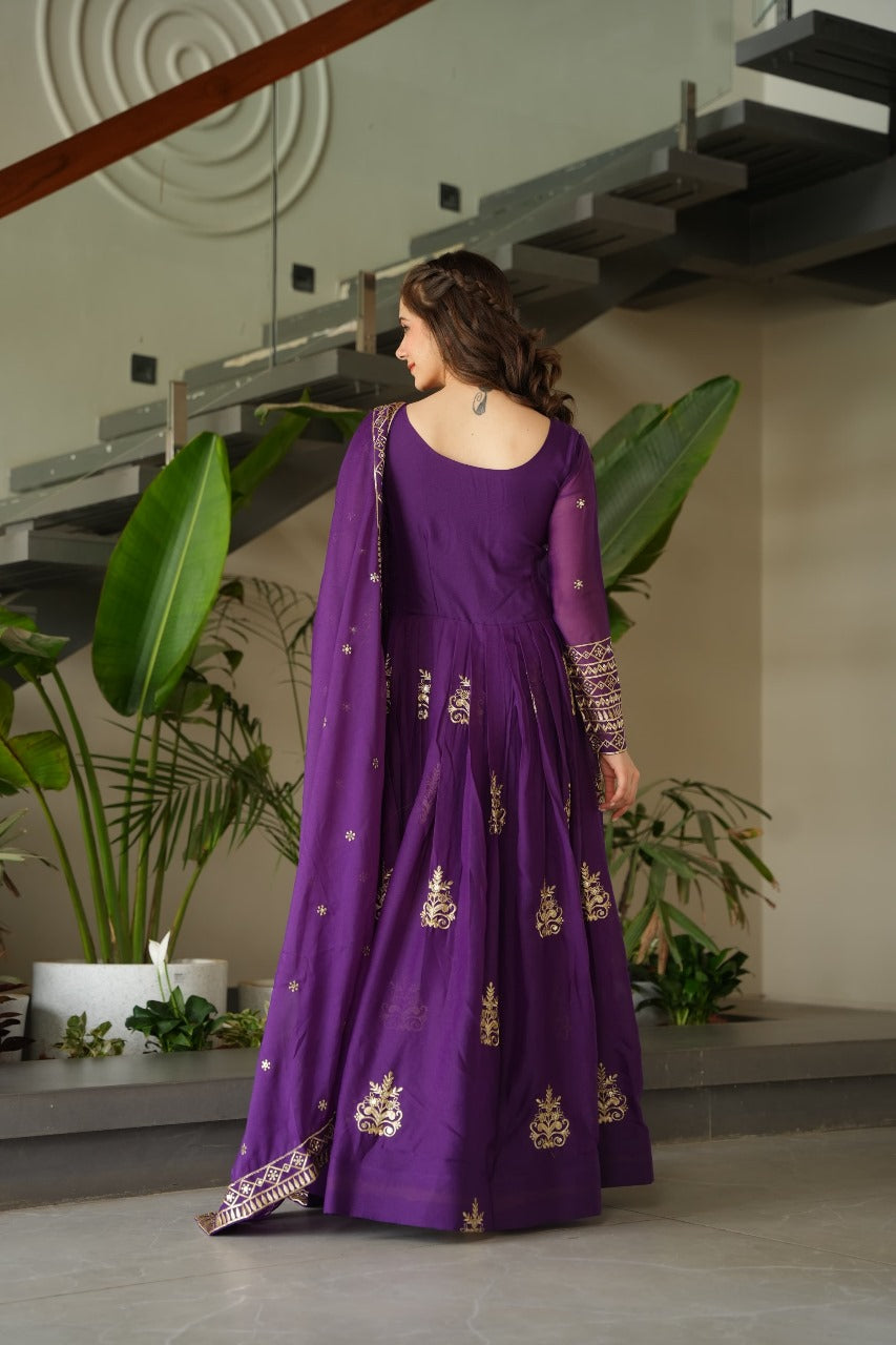 Womenline Purpal Color Designers Gown