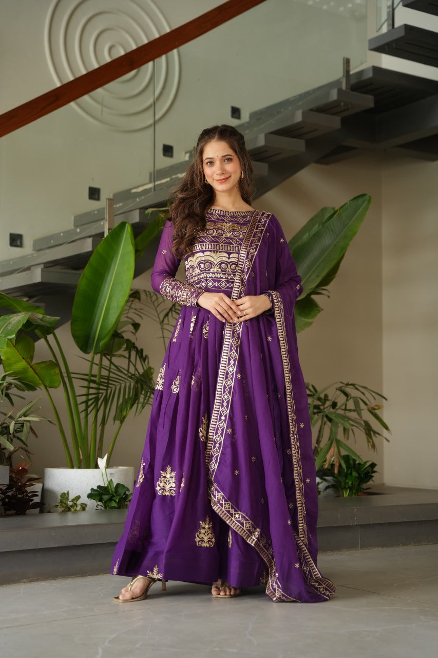 Womenline Purpal Color Designers Gown