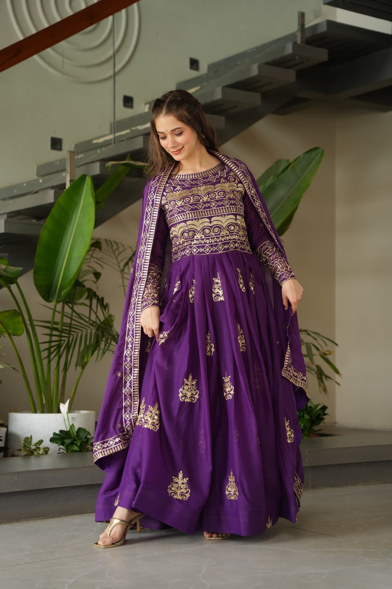 Womenline Purpal Color Designers Gown