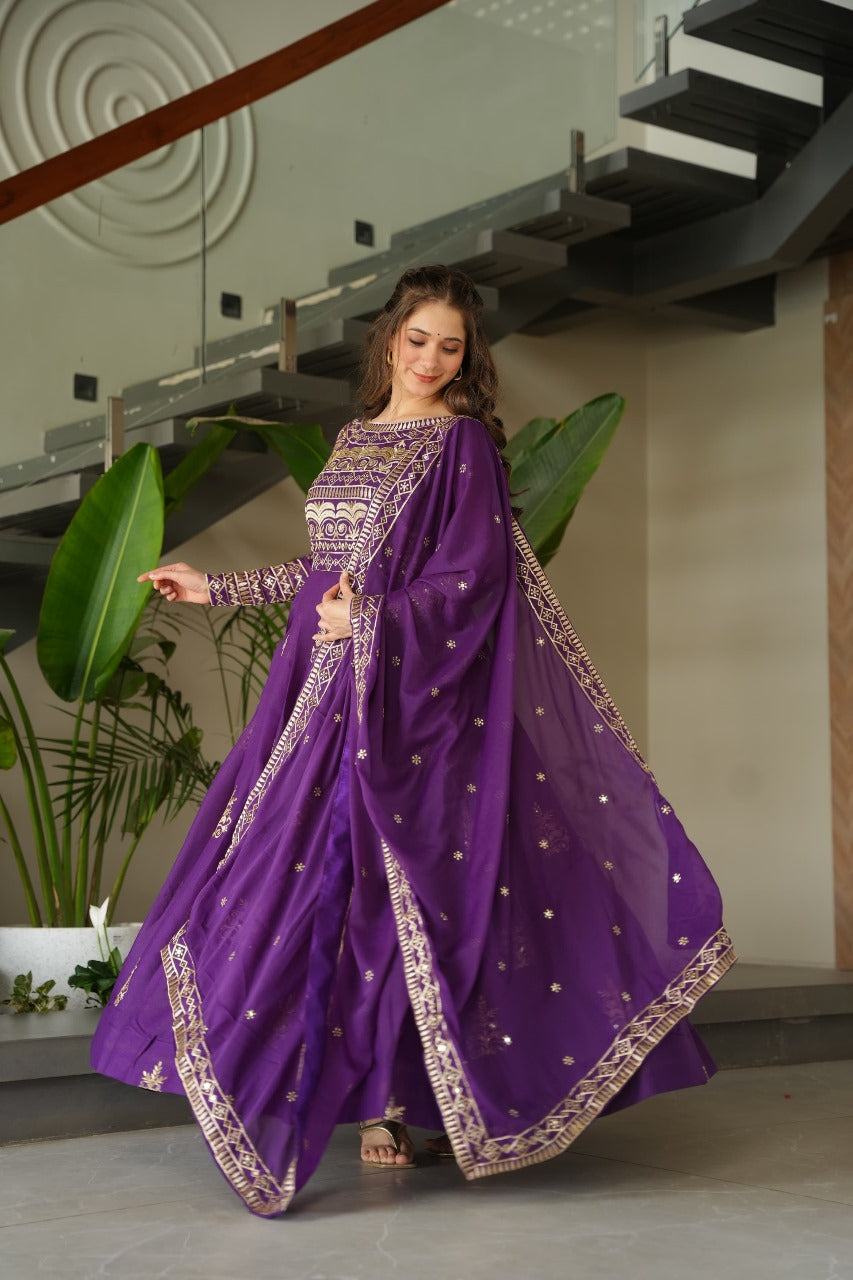 Womenline Purpal Color Designers Gown