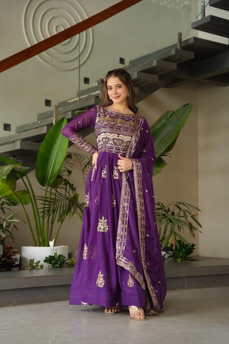 Womenline Purpal Color Designers Gown