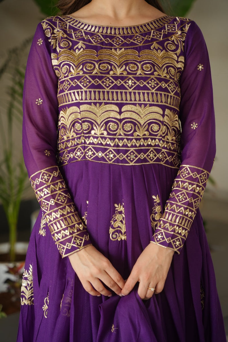Womenline Purpal Color Designers Gown