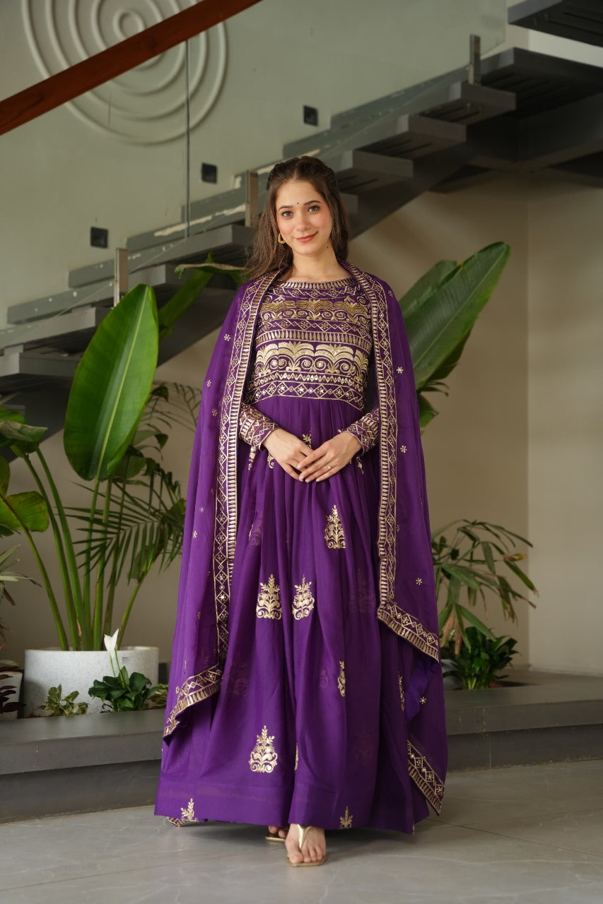 Womenline Purpal Color Designers Gown