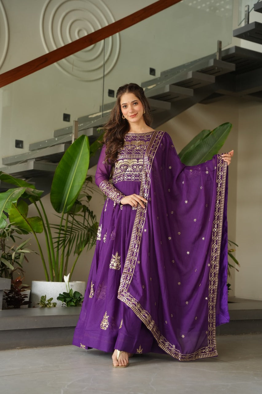 Womenline Purpal Color Designers Gown