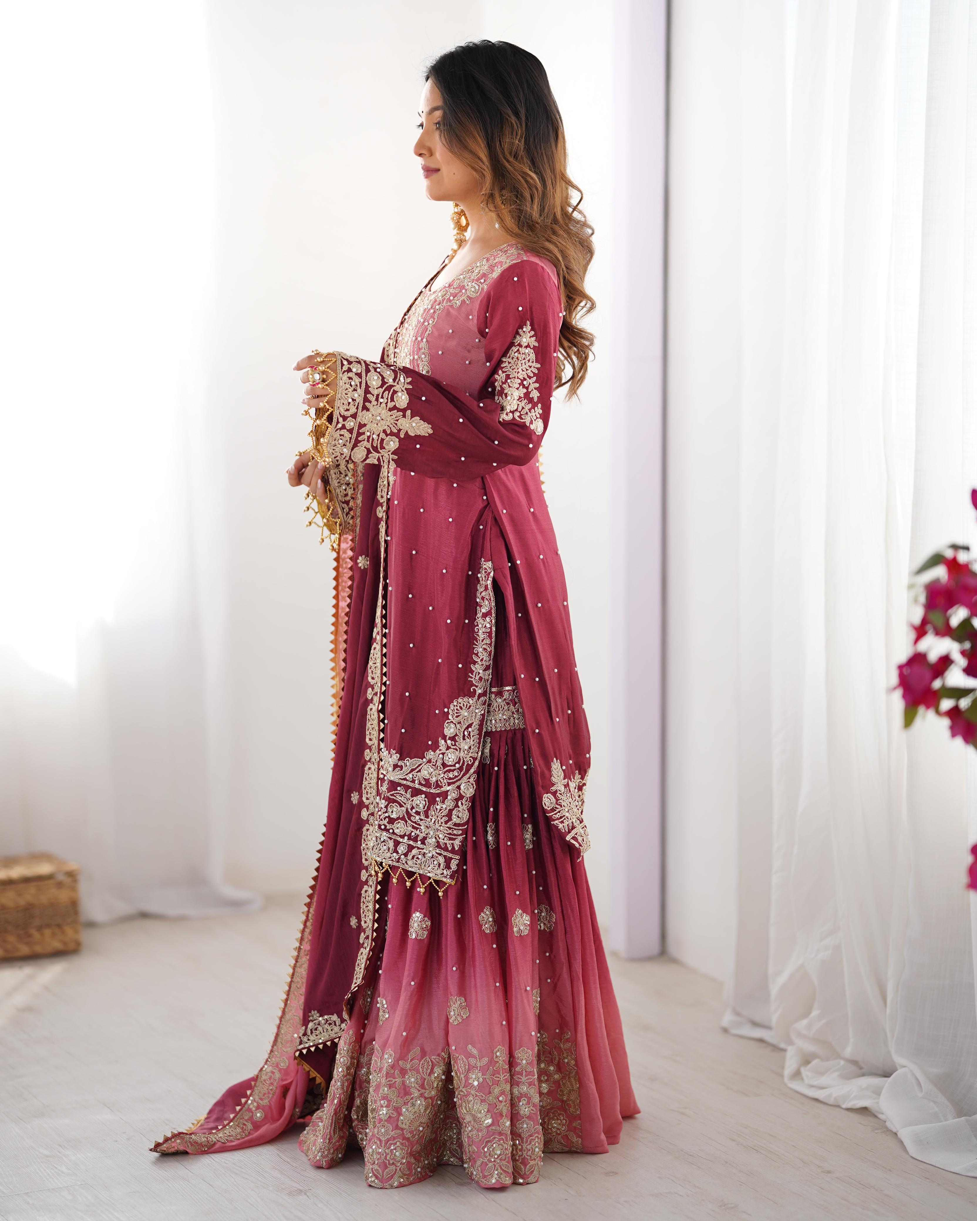 Womenline Cherry Color Sharara Suit