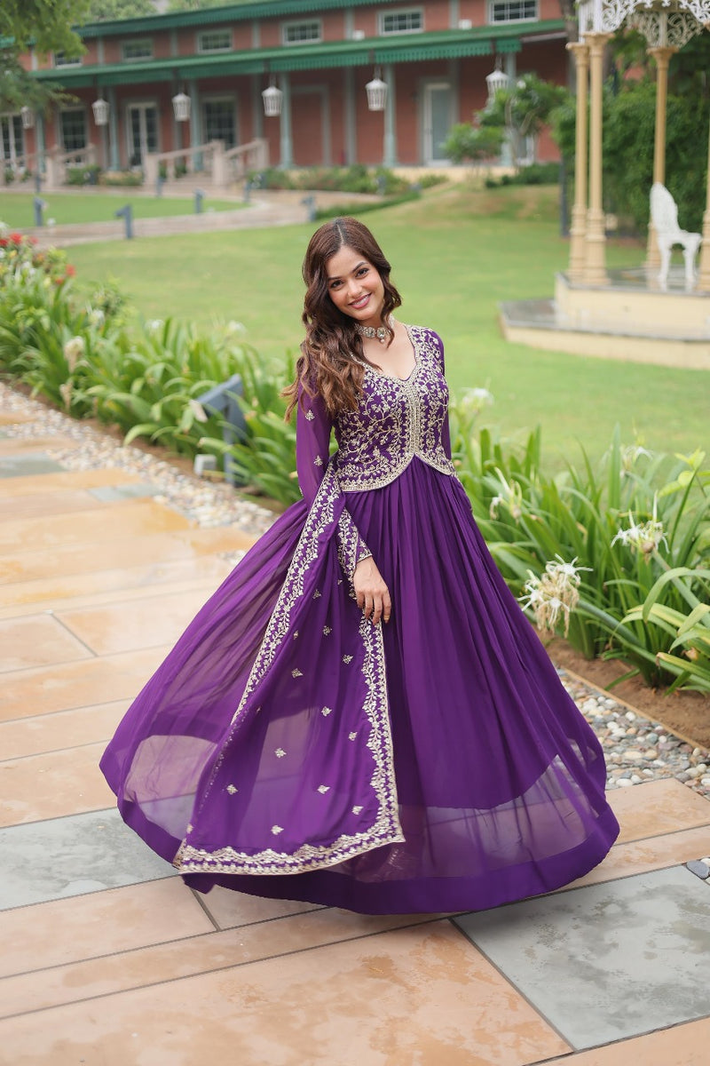 Womenline Purpal  Color Readymade Gown