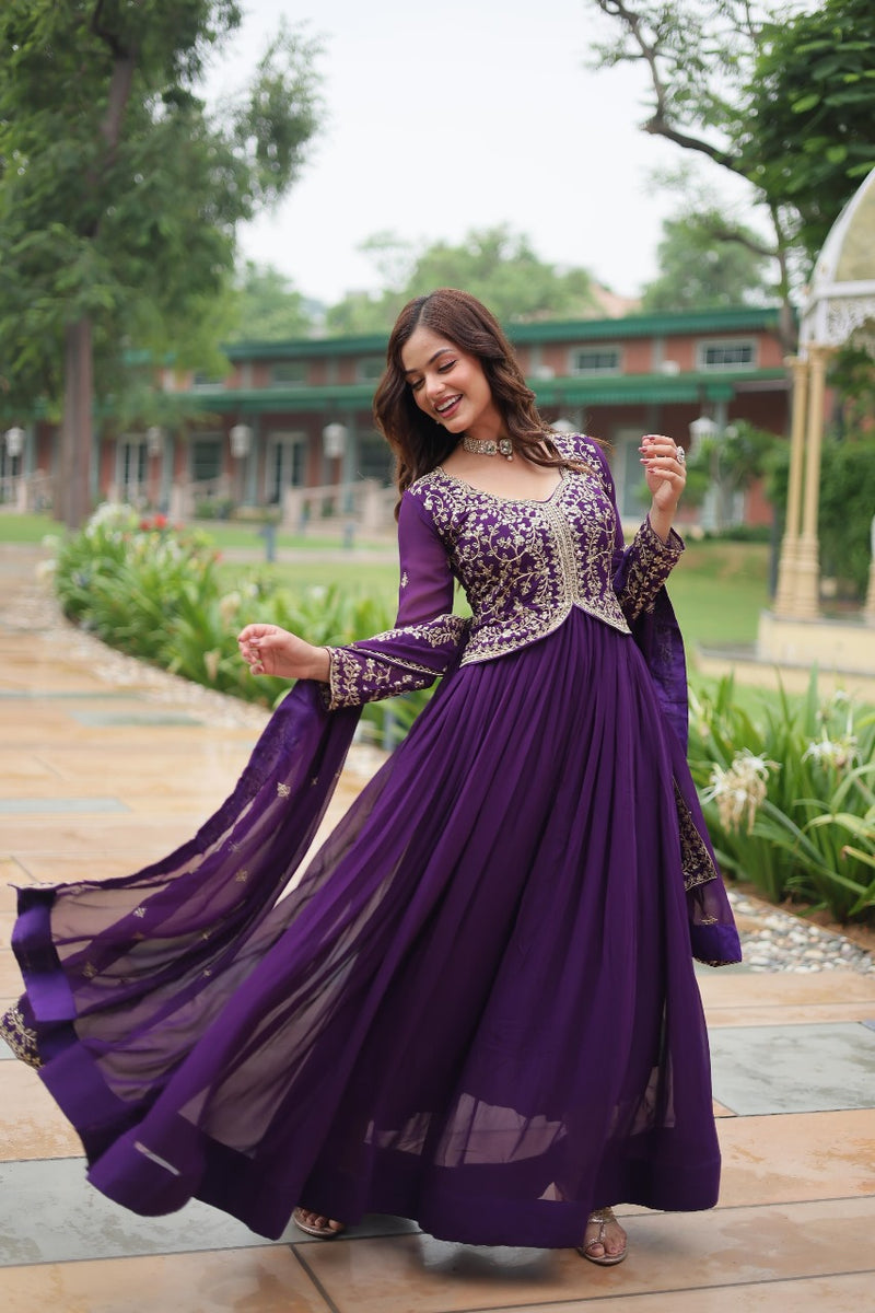 Womenline Purpal  Color Readymade Gown