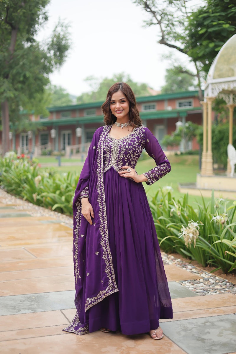 Womenline Purpal  Color Readymade Gown