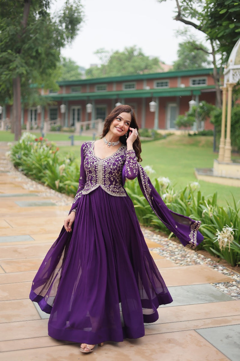 Womenline Purpal  Color Readymade Gown