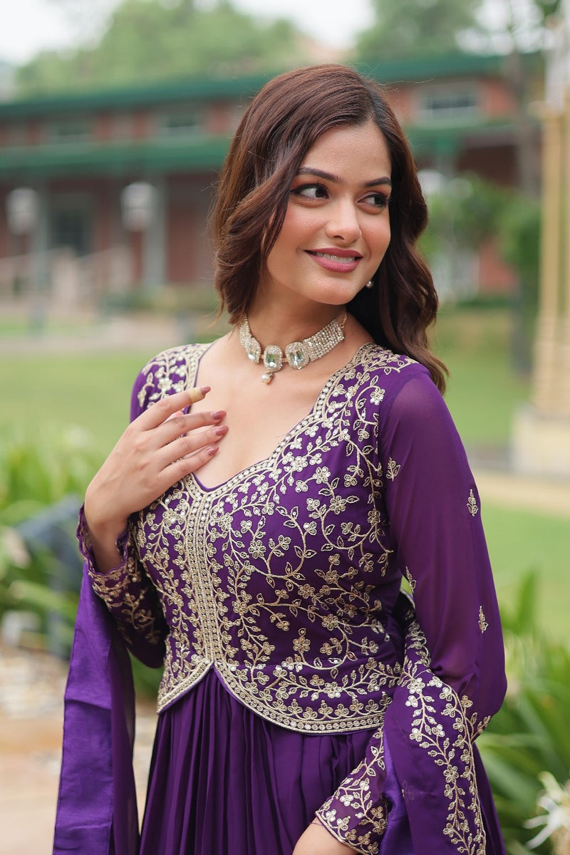Womenline Purpal  Color Readymade Gown