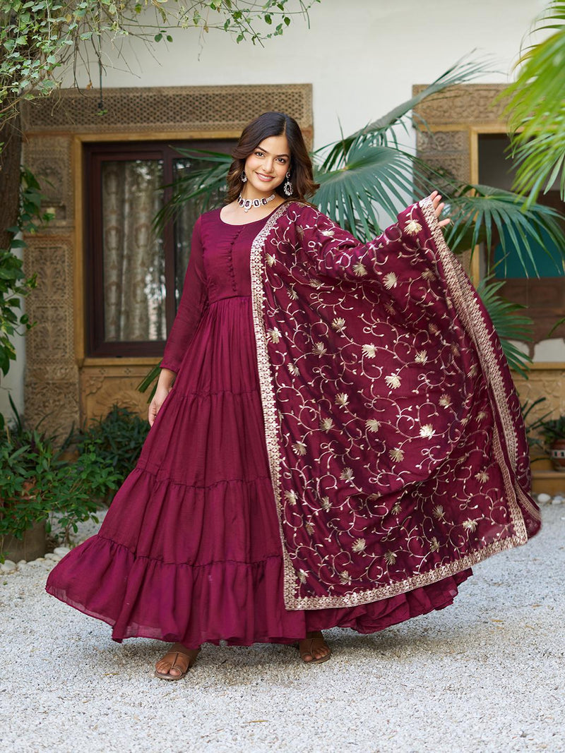 Womenline Red Color New Festival Long Gown