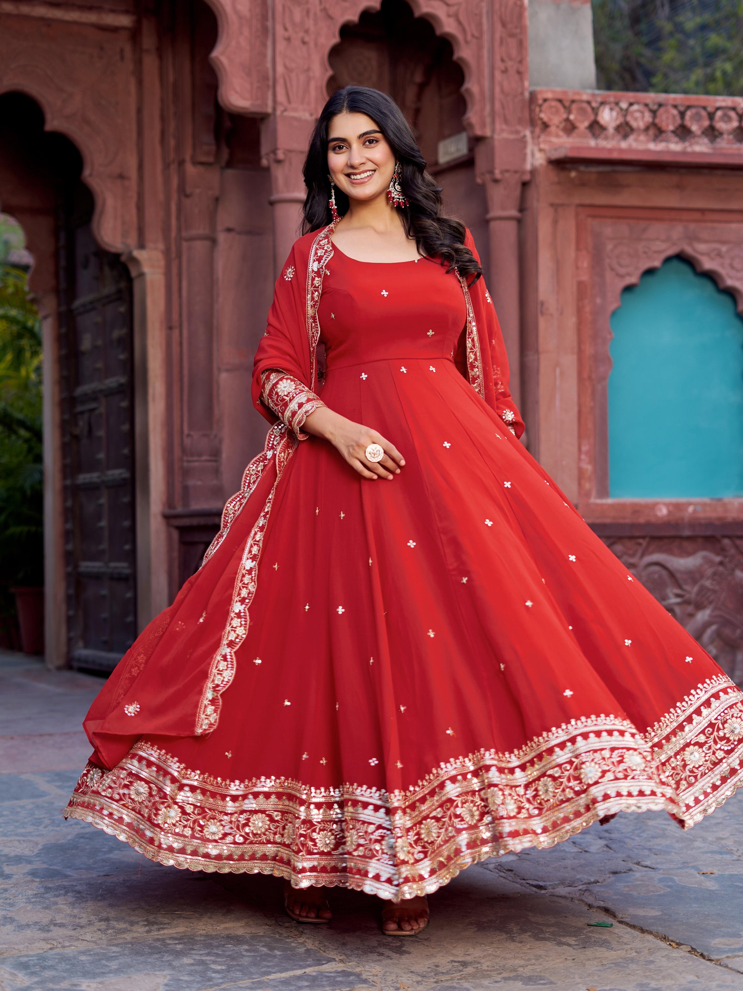 Womenline Red Color Designer Gown