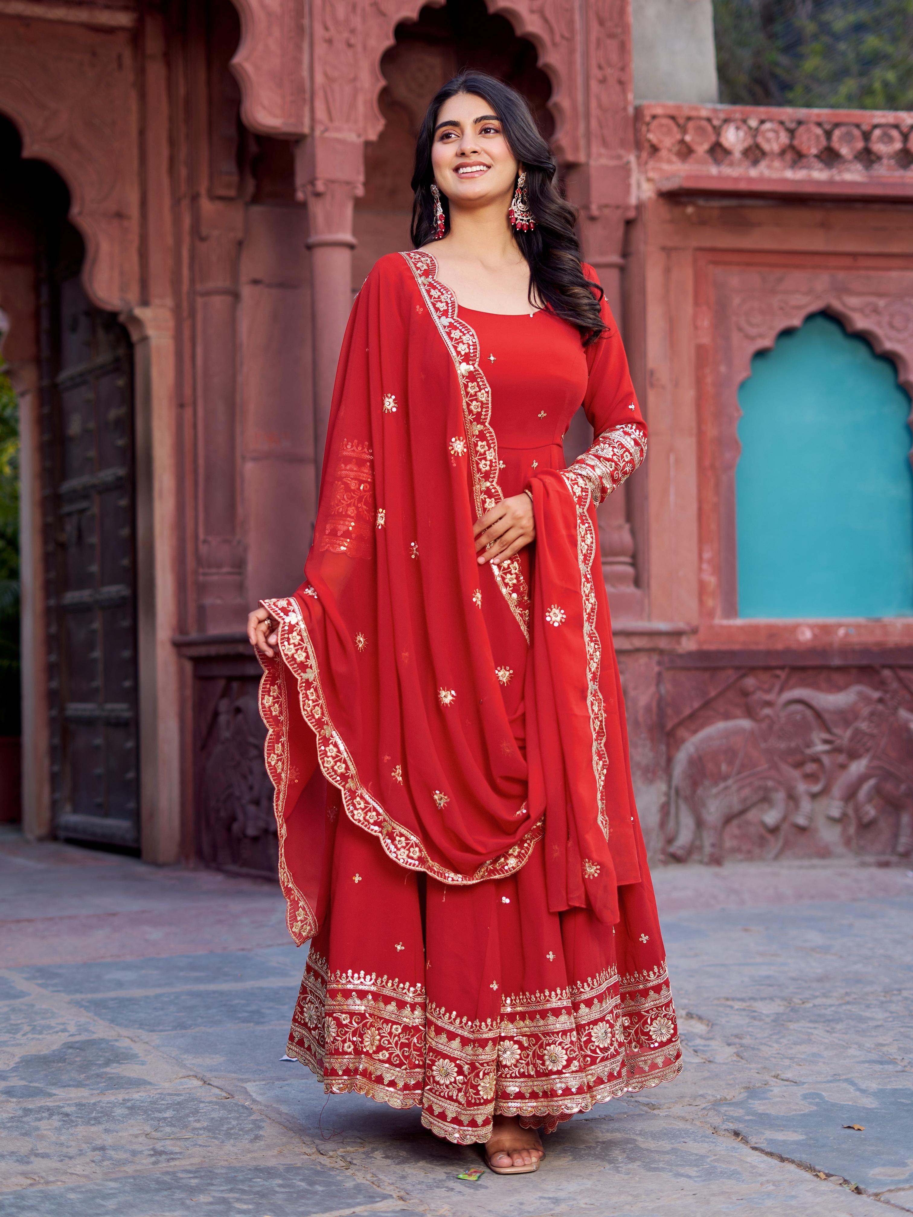 Womenline Red Color Designer Gown
