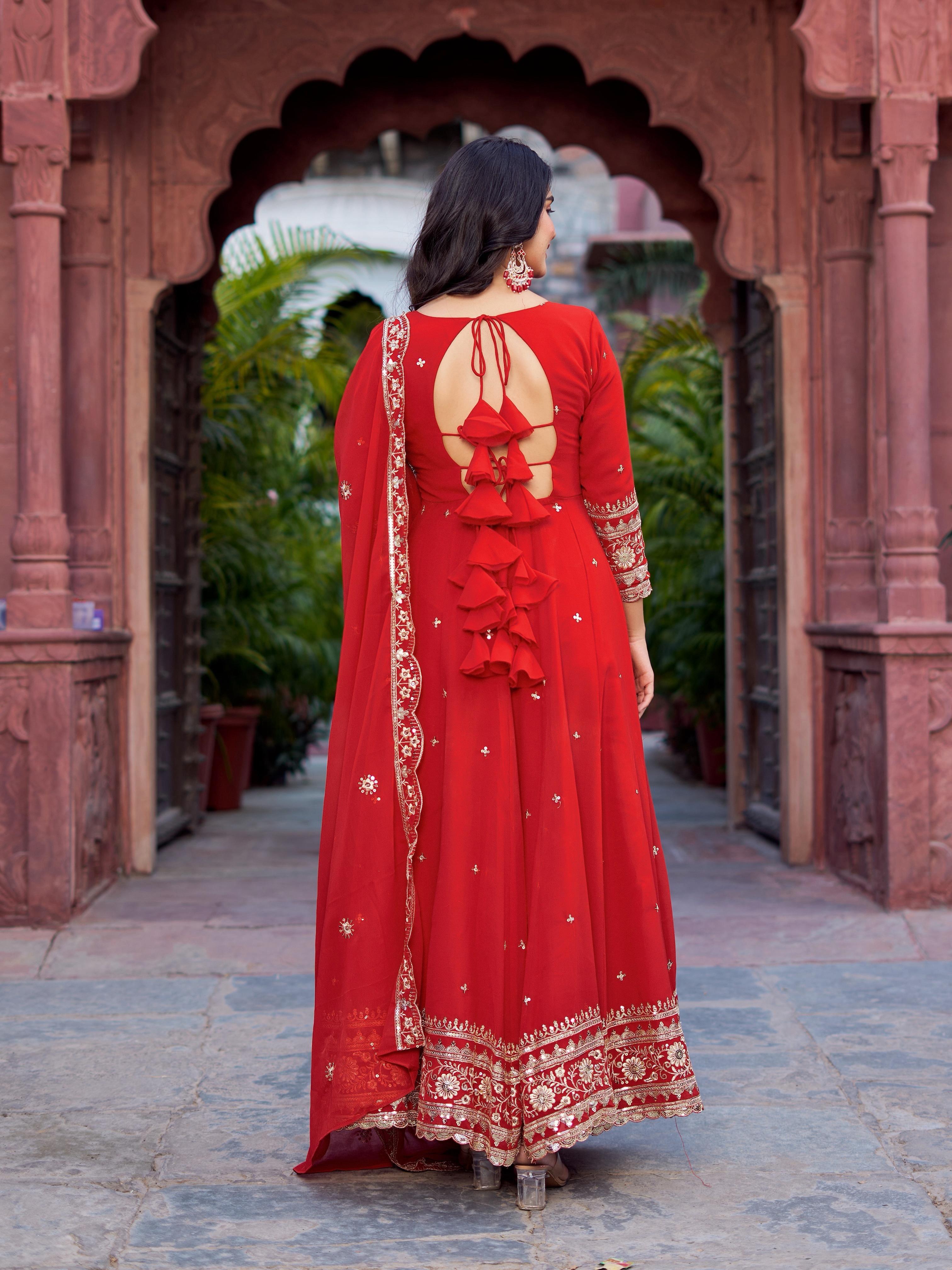 Womenline Red Color Designer Gown