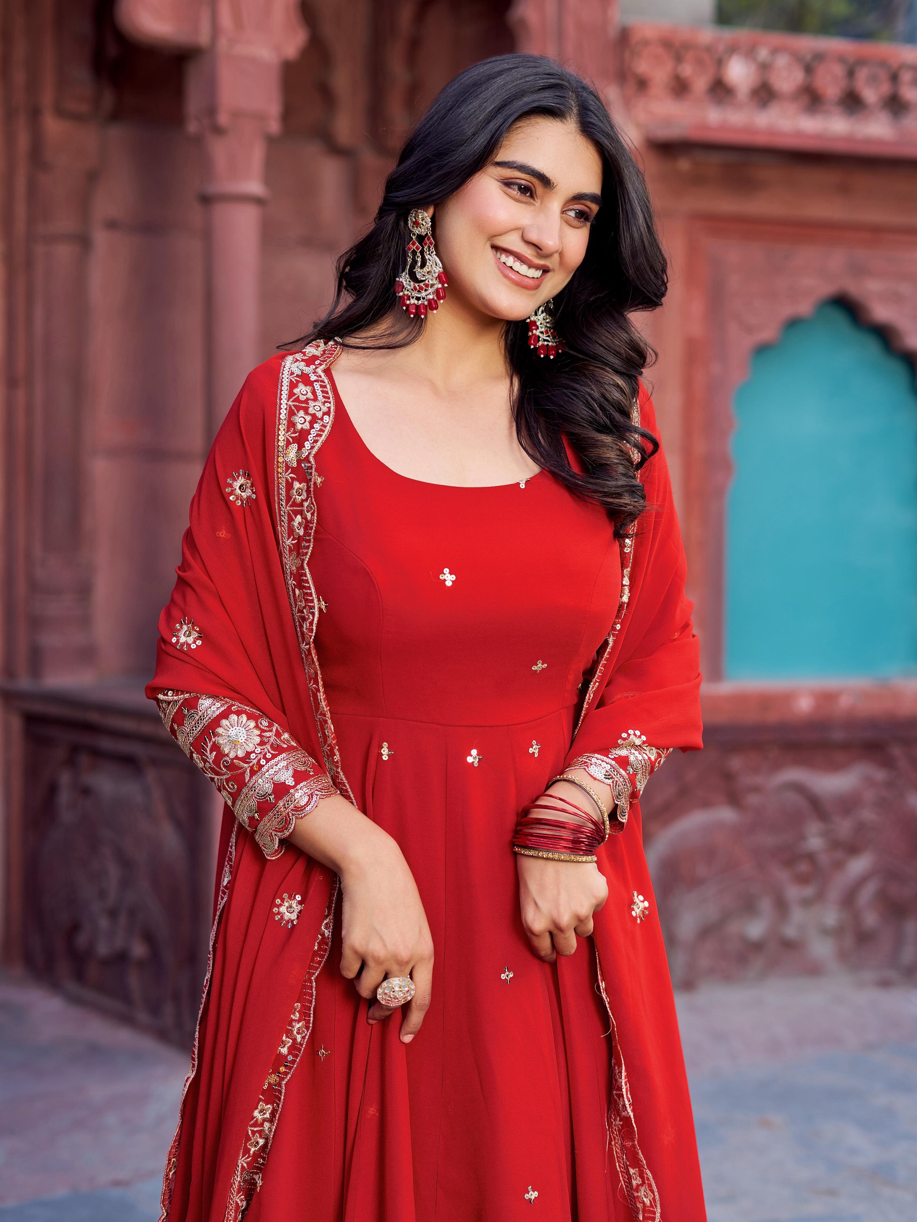 Womenline Red Color Designer Gown
