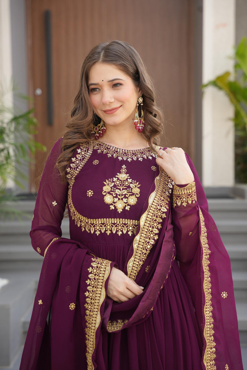 Womenline Wine Color Designer luxury Gown