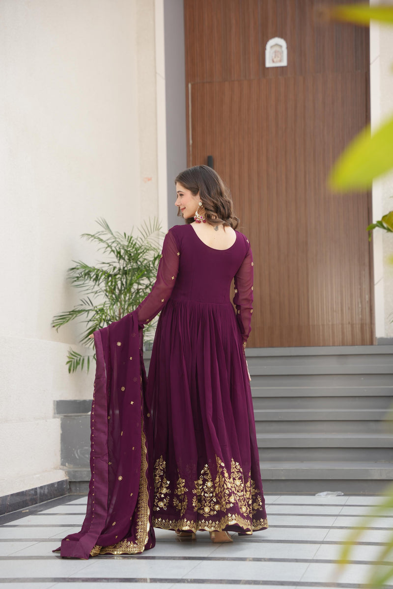 Womenline Wine Color Designer luxury Gown