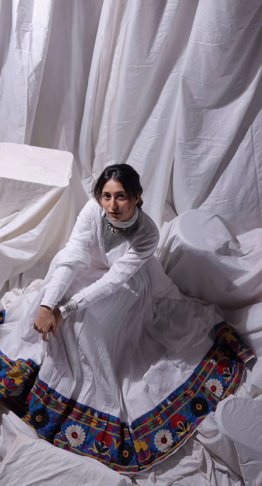 Womenline White Color Navratri Lehenga Choli