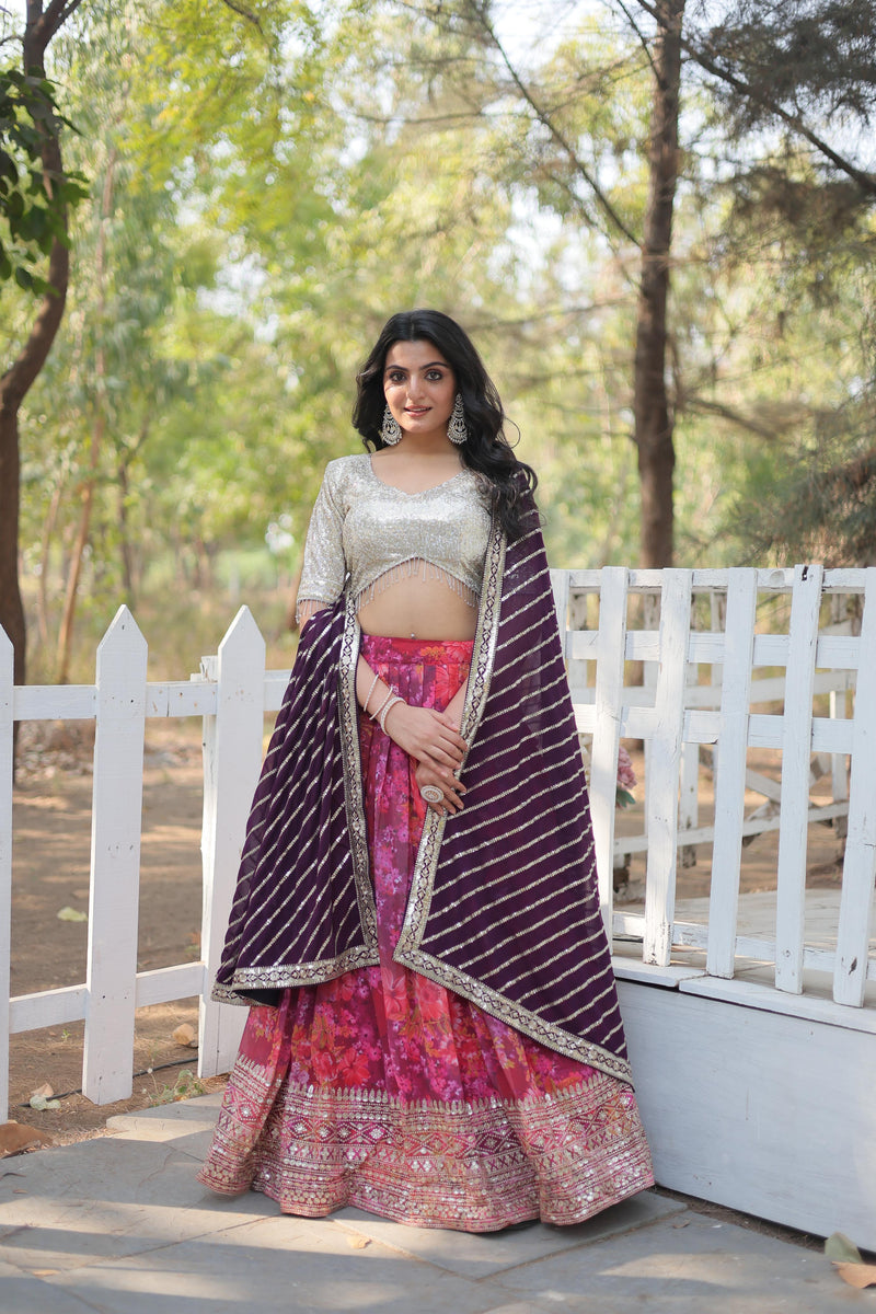 Womenline  Exquisite Collection of Digital Printed Georgette Lehenga Choli