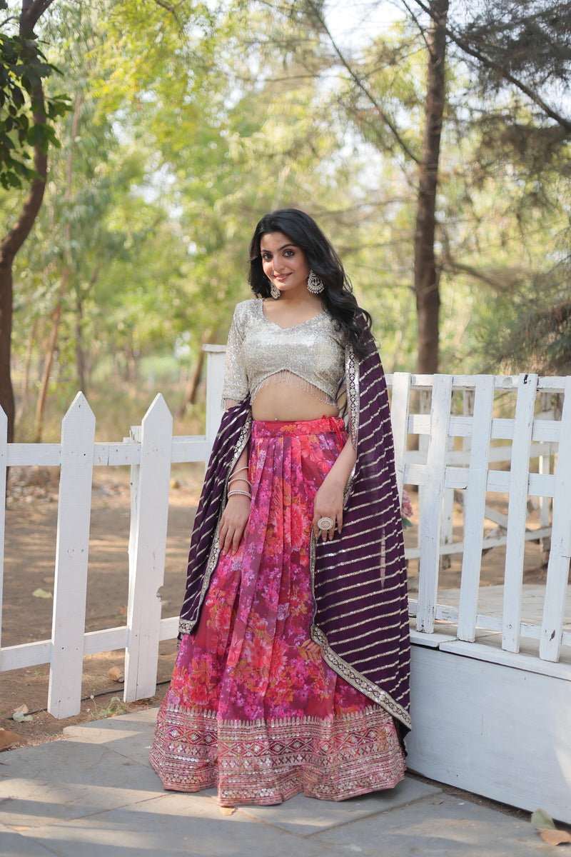 Womenline  Exquisite Collection of Digital Printed Georgette Lehenga Choli