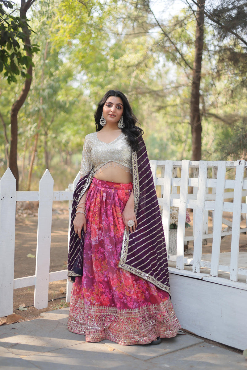 Womenline  Exquisite Collection of Digital Printed Georgette Lehenga Choli