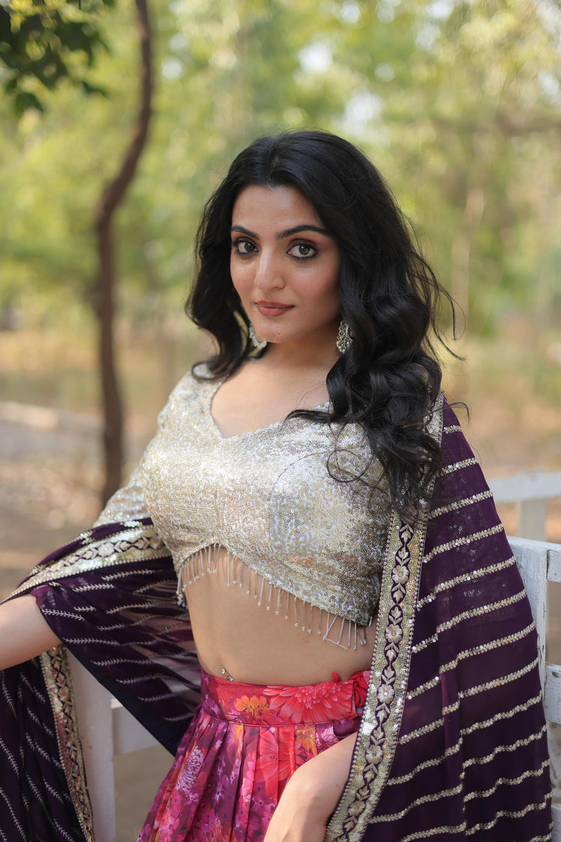 Womenline  Exquisite Collection of Digital Printed Georgette Lehenga Choli