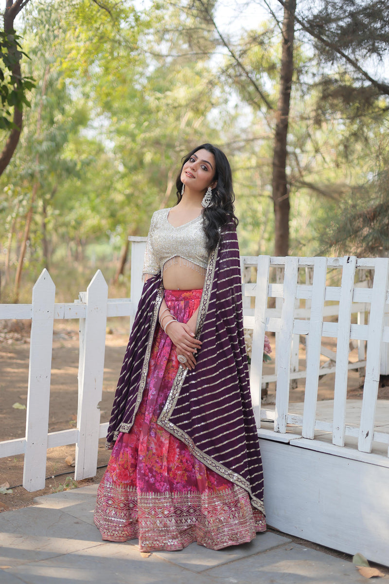 Womenline  Exquisite Collection of Digital Printed Georgette Lehenga Choli