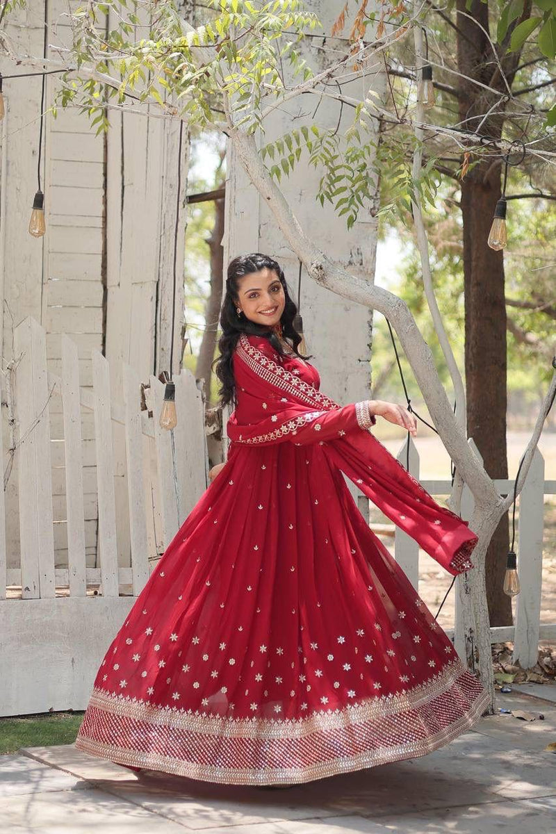 Womenline Maroon Color Epitome of Grace and Charm