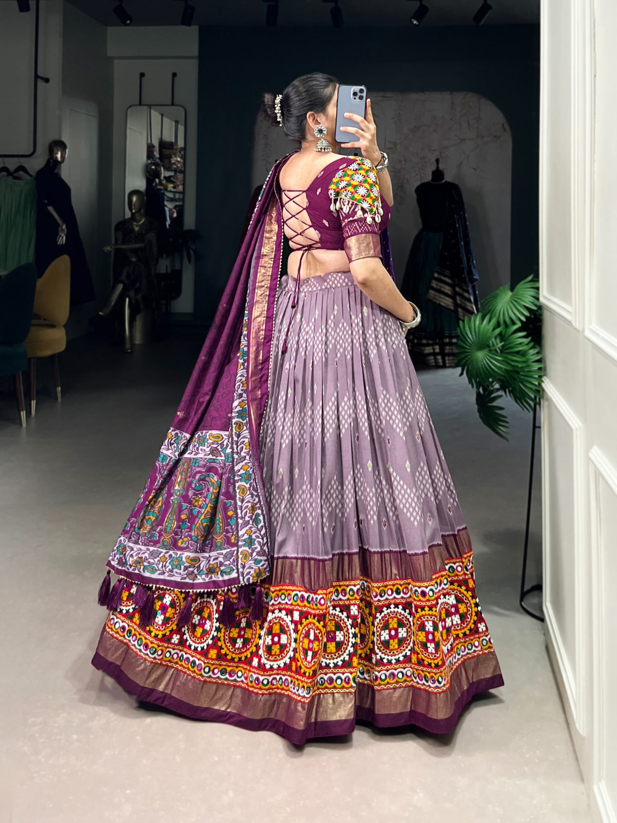 Womenline Tasar silk lehenga choli is made for Navratri