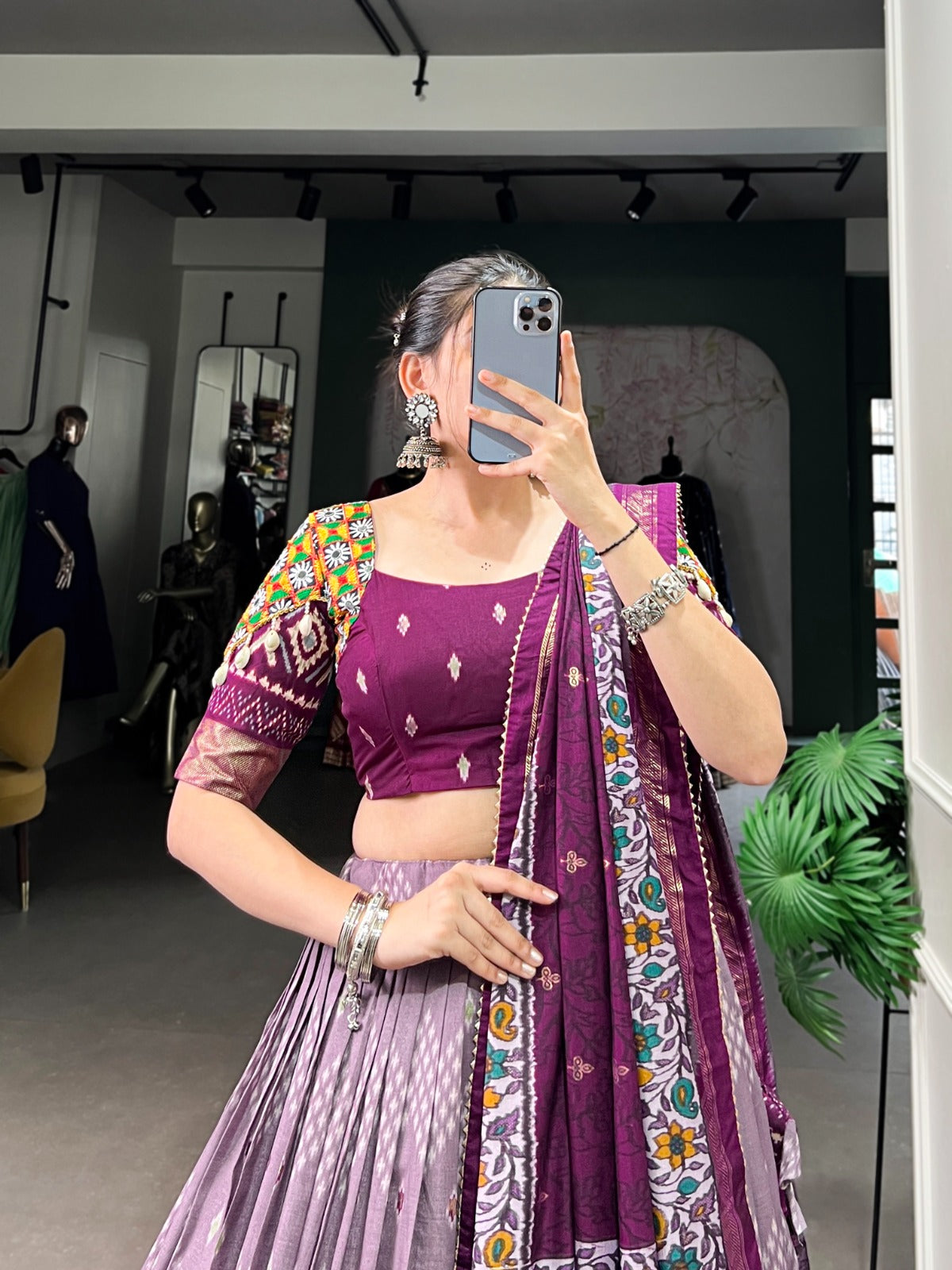 Womenline Tasar silk lehenga choli is made for Navratri