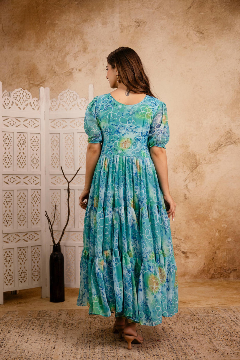 Womenline Sky Blue Color Stylish Gown